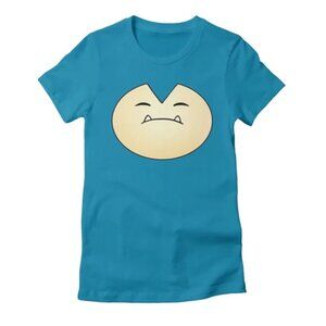 Canvas | Turquoise Snorelax Pokemon Face Short Sleeve Shirt | Size Large